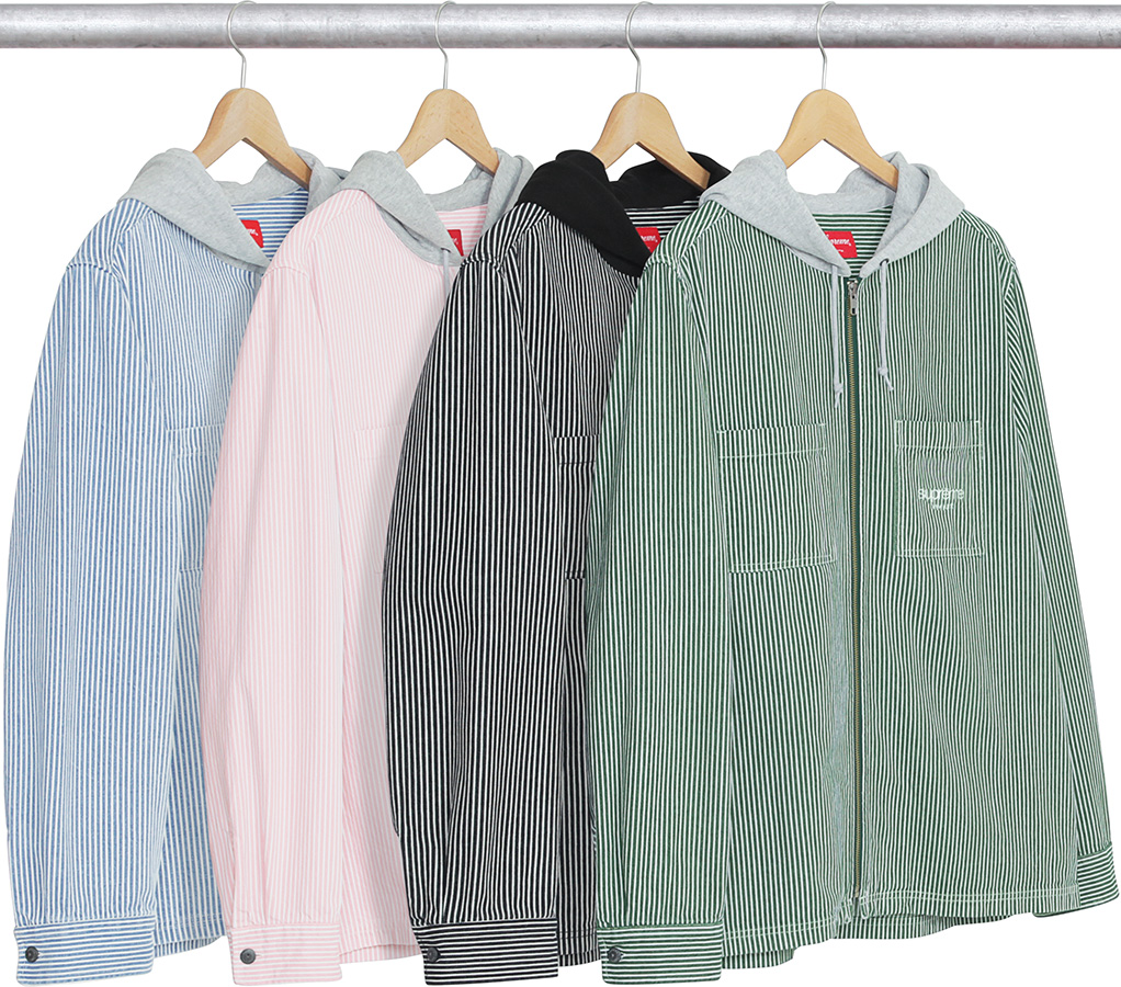 Hooded Stripe Denim Zip Up Shirt - fall winter 2017 - Supreme