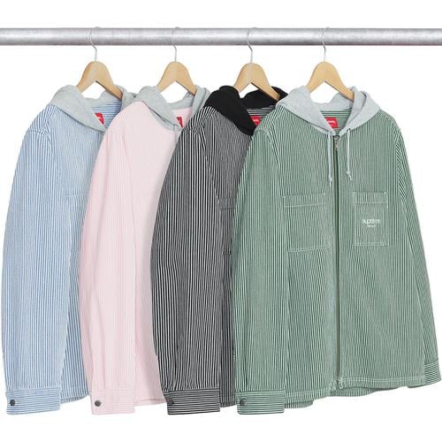 Supreme Hooded Stripe Denim Zip Up Shirt for fall winter 17 season