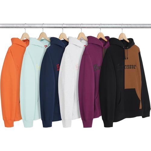 Supreme Split Old English Hooded Sweatshirt released during fall winter 17 season