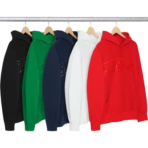 Supreme Patent Chenille Arc Logo Hooded Sweatshirt releasing on Week 13 for fall winter 17