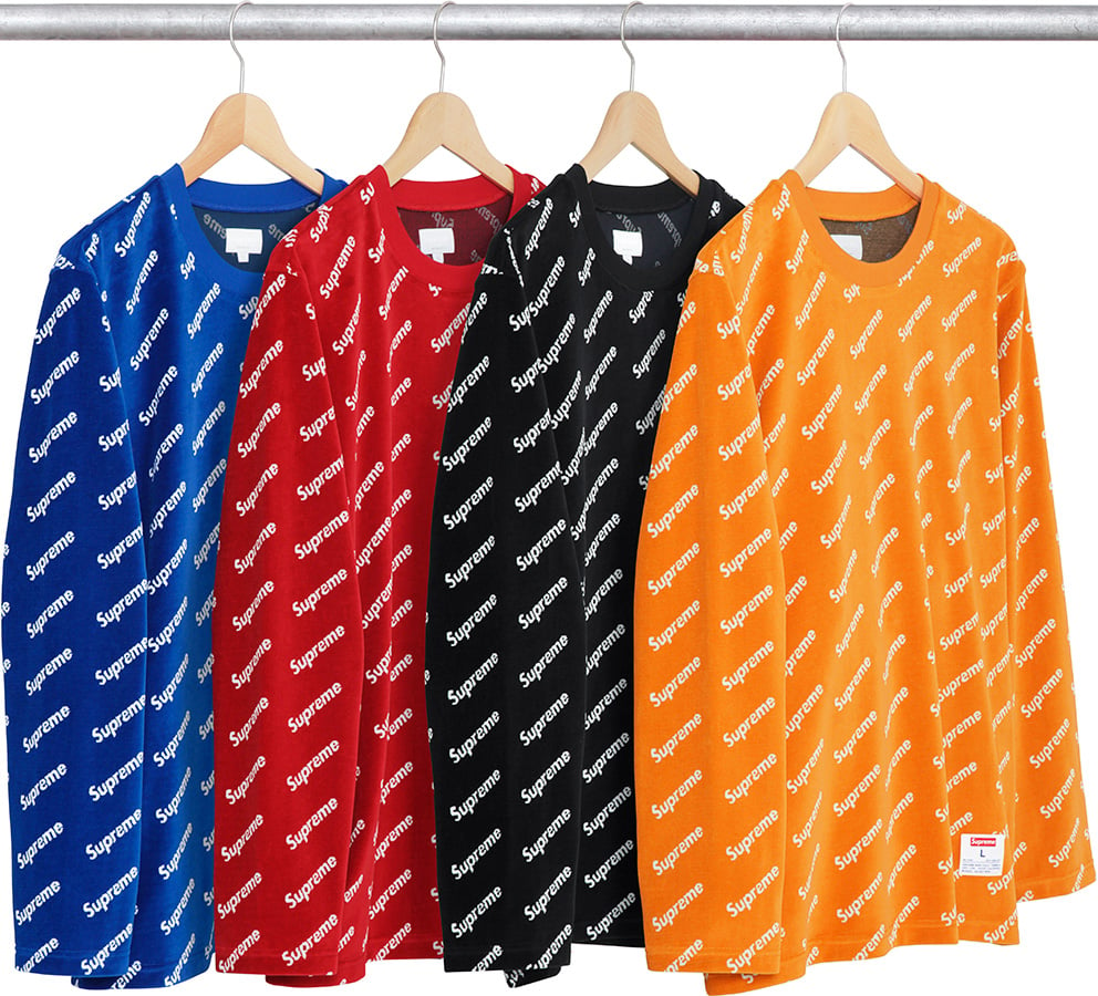 Velour Diagonal Logo L S Top - fall winter 2017 - Supreme