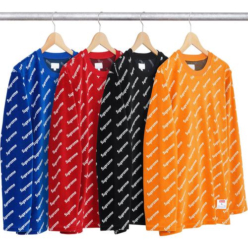 Supreme Velour Diagonal Logo L S Top for fall winter 17 season