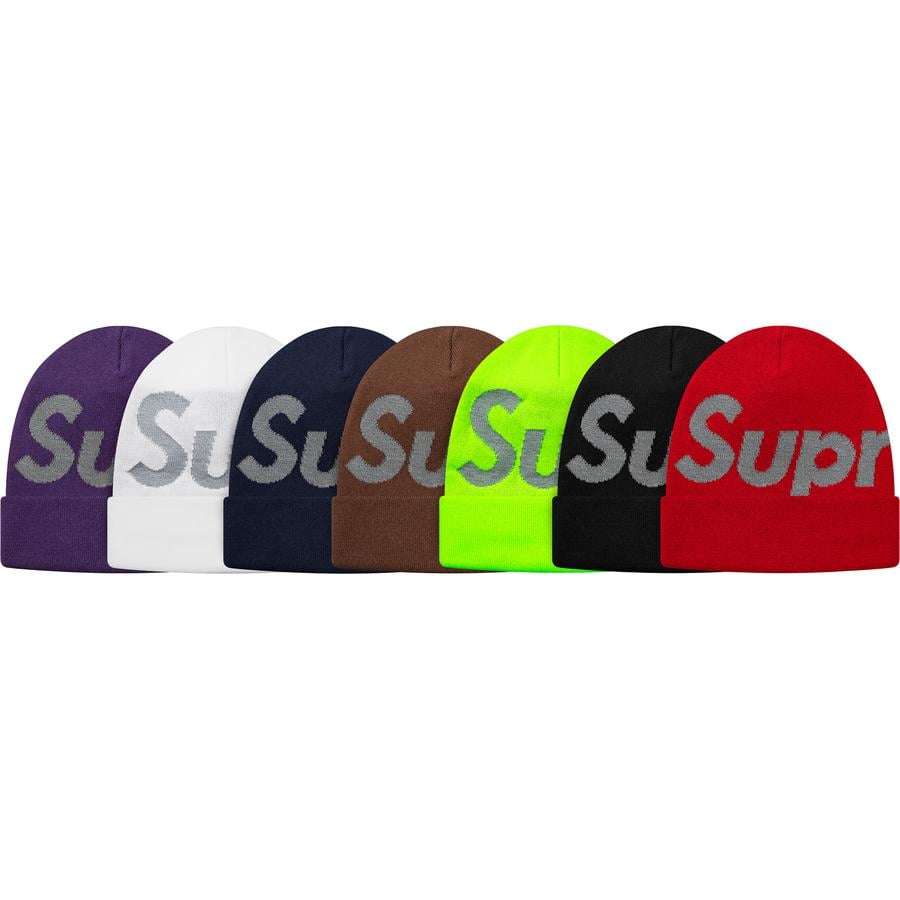 Supreme Big Logo Beanie released during fall winter 18 season