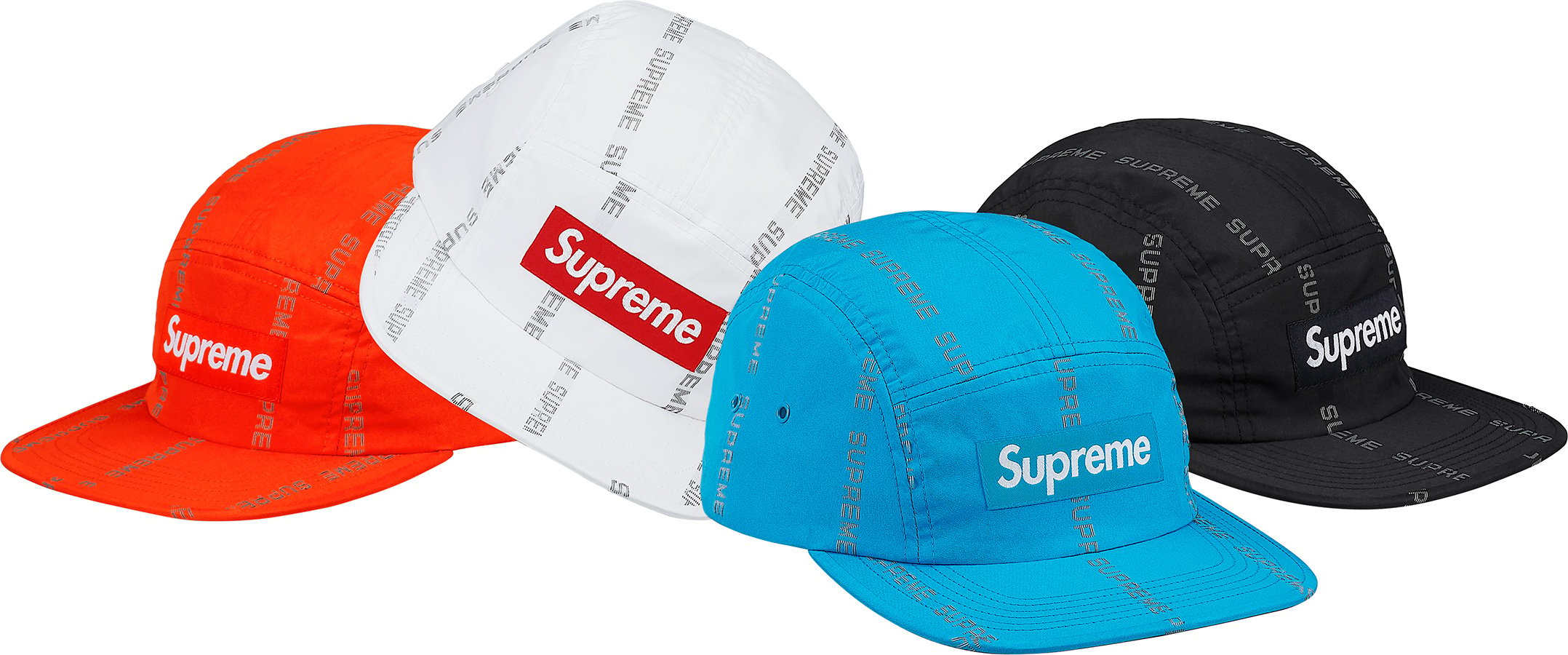 Supreme Reflective Text Camp Cap