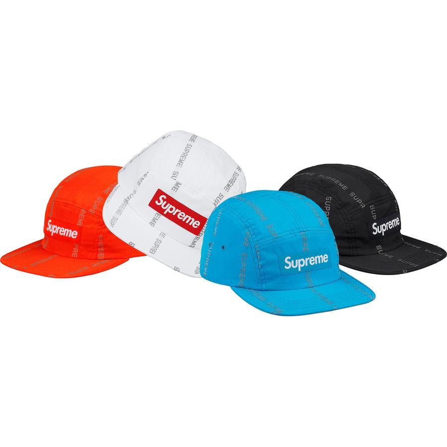 Supreme Reflective Text Camp Cap releasing on Week 13 for fall winter 2018