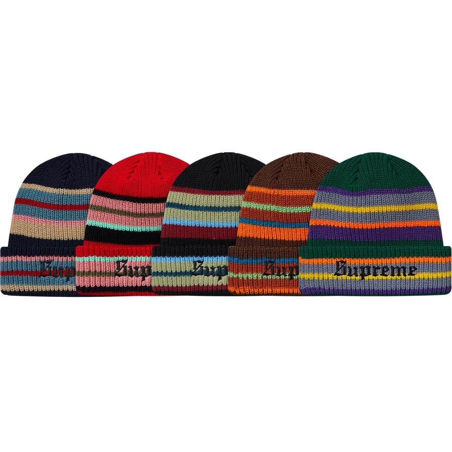 Supreme Bright Stripe Beanie released during fall winter 18 season