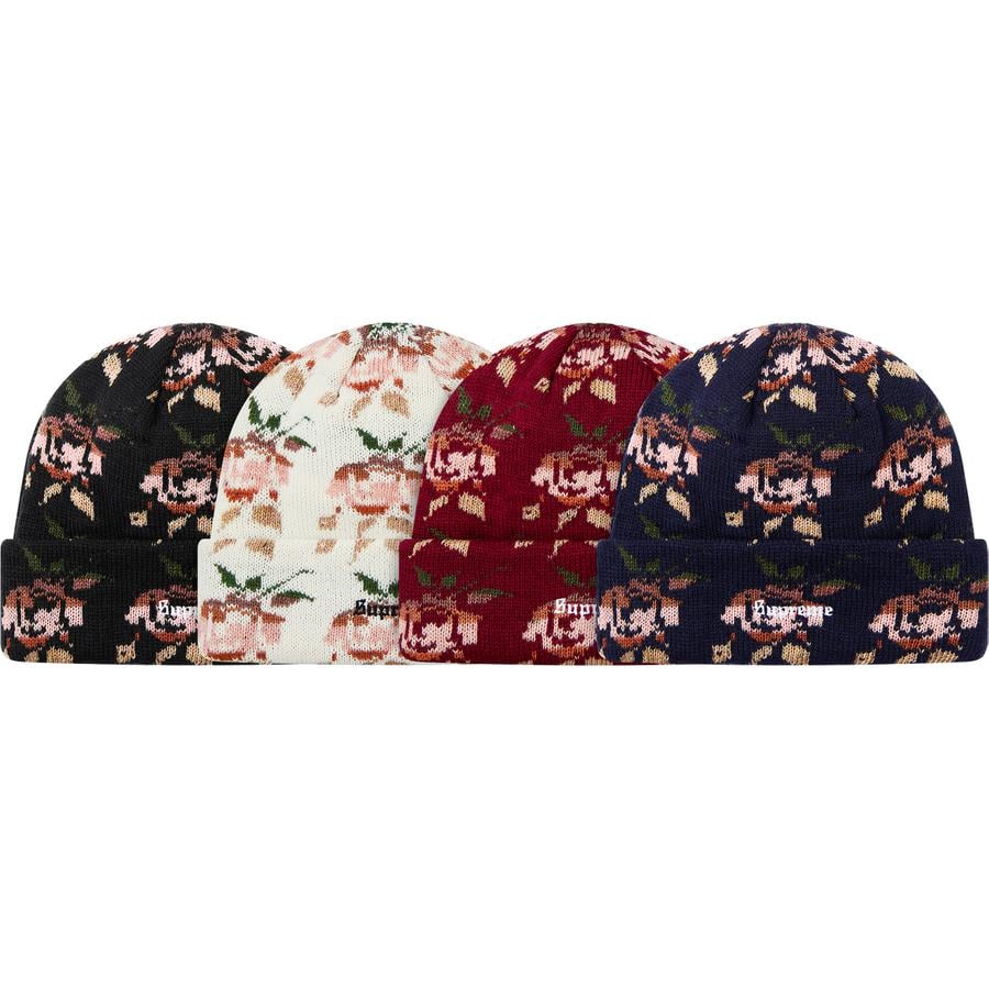 Supreme Rose Jacquard Beanie released during fall winter 18 season