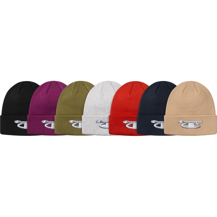 Details on Supreme Champion 3D Metallic Beanie from fall winter 2018 (Price is $36)
