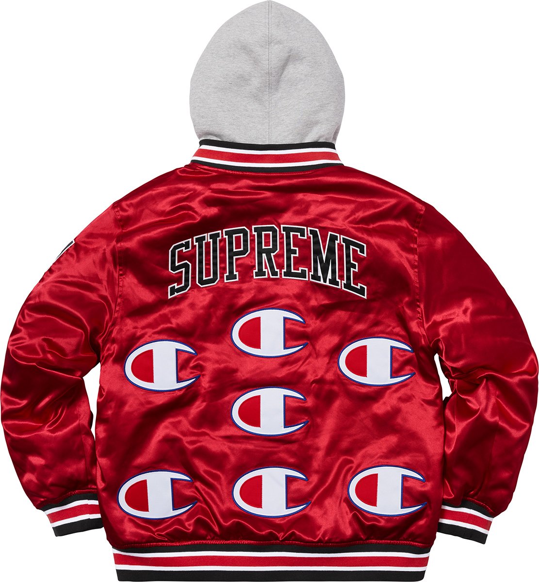 Supreme Champion Hooded Satin Varsity Jacket Red Deals, 58% OFF 