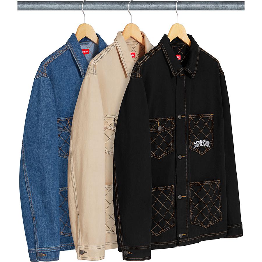 Details on Diamond Stitch Denim Chore Coat from fall winter 2018 (Price is $238)