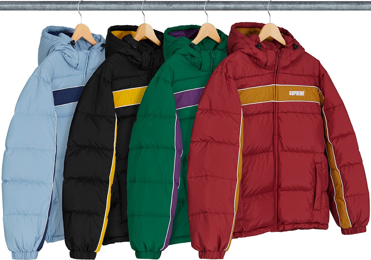 supreme stripe panel down jacket