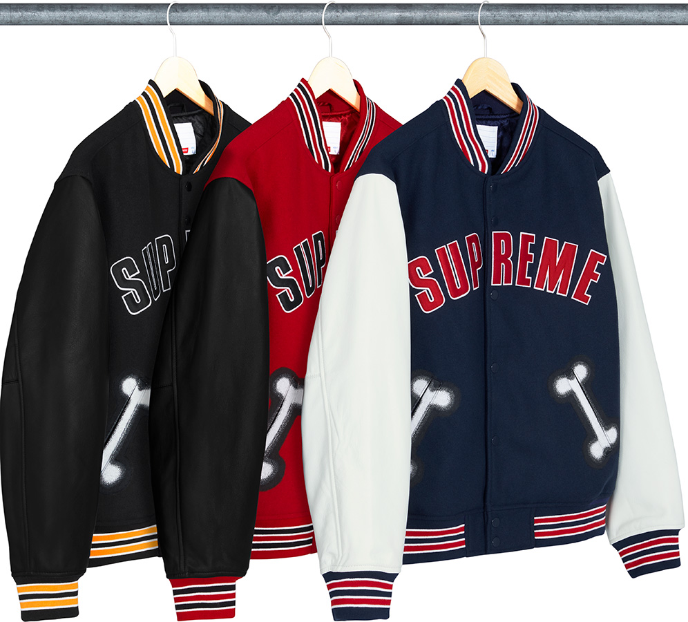 supreme bone varsity jacket