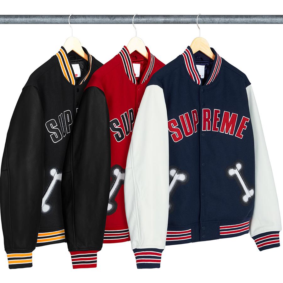 Details on Bone Varsity Jacket from fall winter 2018 (Price is $438)