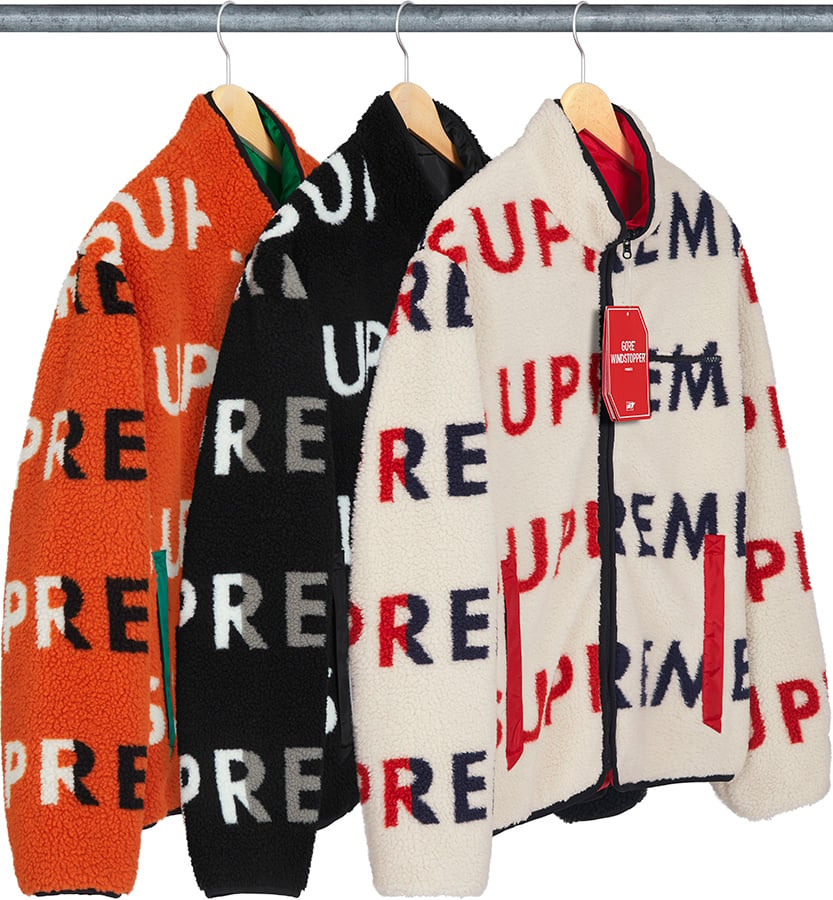 supreme reversible logo fleece jacket black