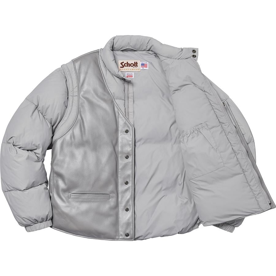 Details on Supreme Schott Down Leather Vest Puffy Jacket  from fall winter
                                                    2018 (Price is $628)