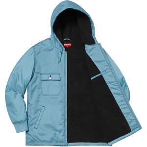 supreme sherpa lined nylon zip up jacket