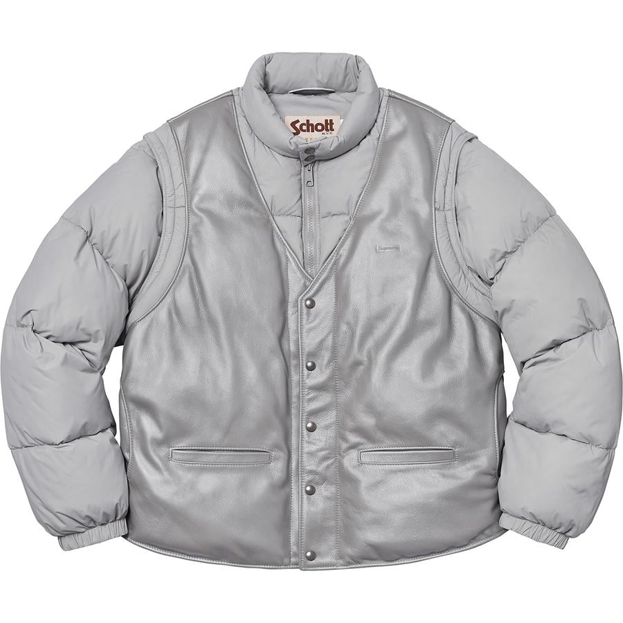 Details on Supreme Schott Down Leather Vest Puffy Jacket  from fall winter
                                                    2018 (Price is $628)