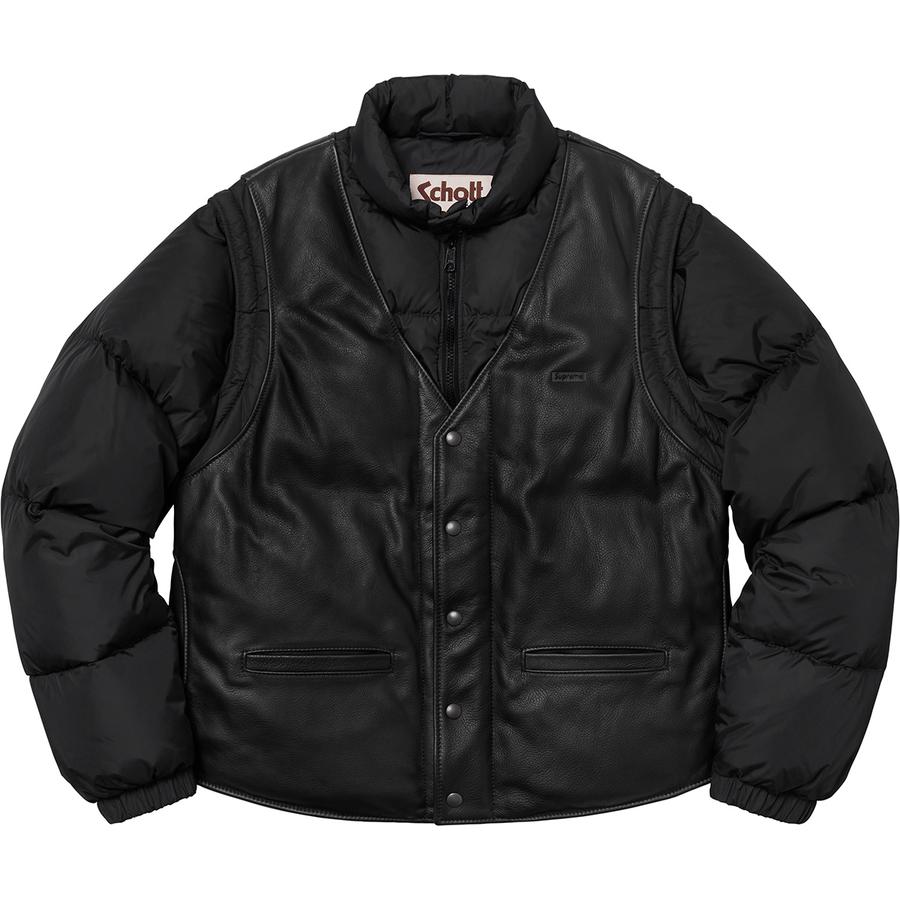 Details on Supreme Schott Down Leather Vest Puffy Jacket  from fall winter
                                                    2018 (Price is $628)