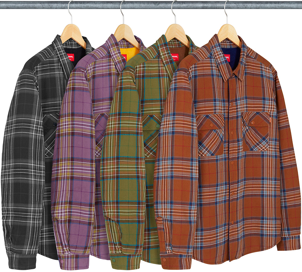 supreme Quilted Plaid Flannel Shirt オリーブ