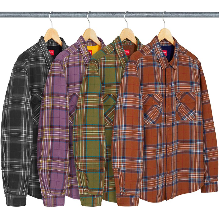 Supreme Pile Lined Plaid Flannel Shirt releasing on Week 16 for fall winter 2018