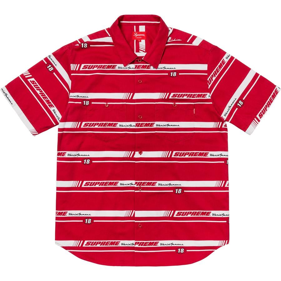 Details on Striped Racing Work Shirt  from fall winter 2018 (Price is $128)