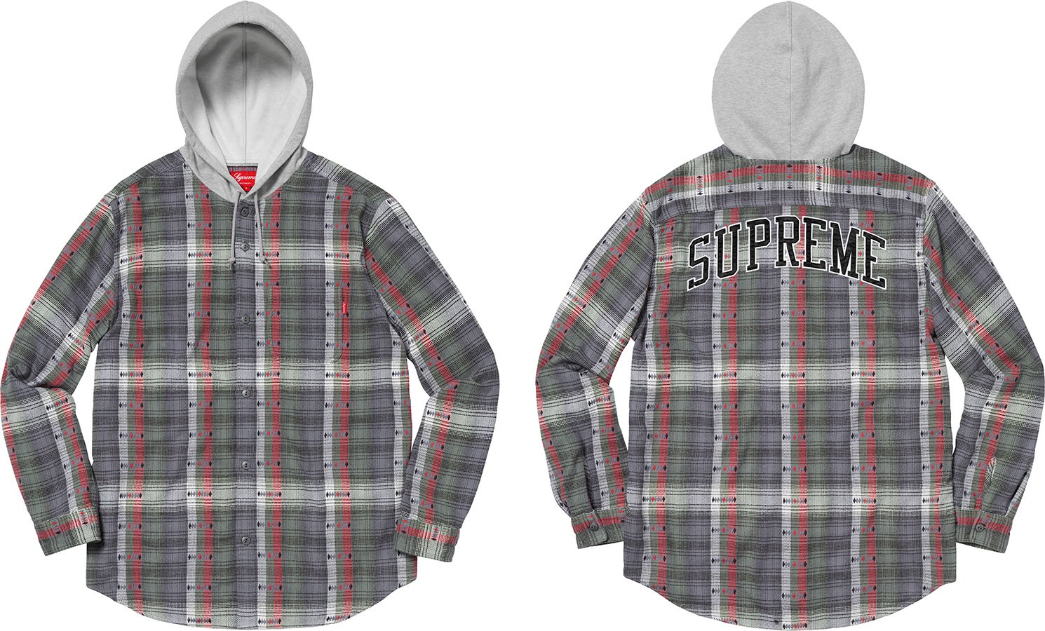 supreme hooded jacquard flannel shirt