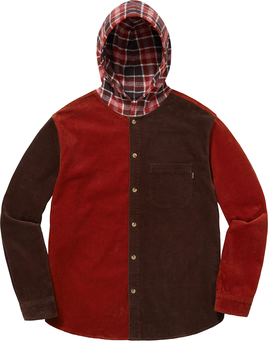 Hooded Color Blocked Corduroy Shirt - fall winter 2018 - Supreme