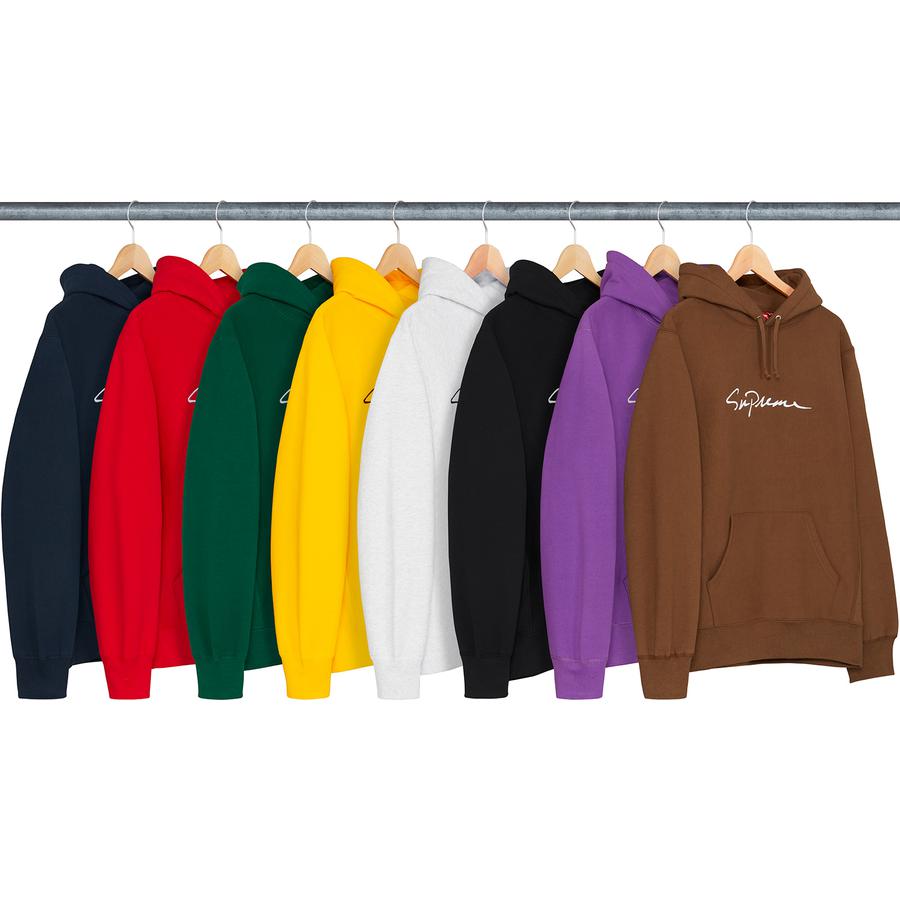 Supreme Classic Script Hooded Sweatshirt for fall winter 18 season