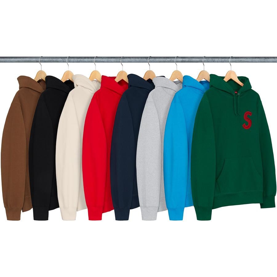 Supreme S Logo Hooded Sweatshirt for fall winter 18 season