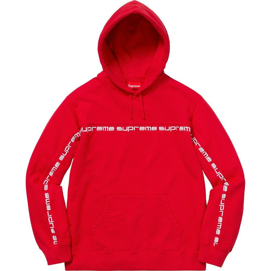 Details on Text Stripe Hooded Sweatshirt  from fall winter 2018 (Price is $148)