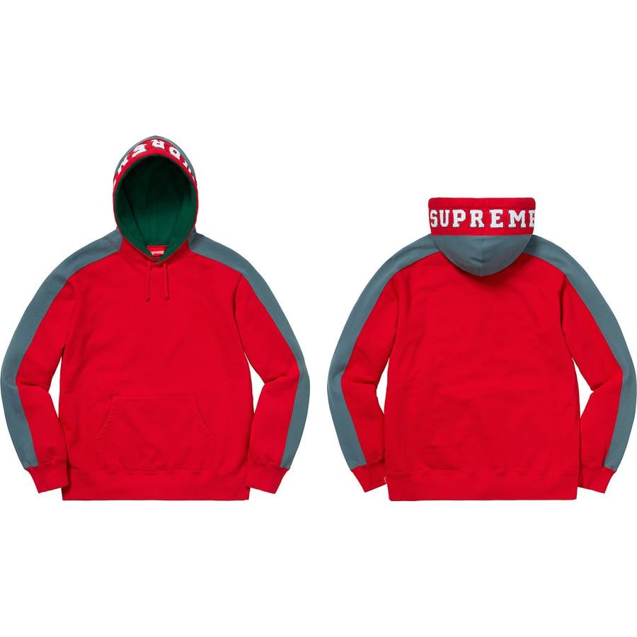 Paneled Hooded Sweatshirt/Red-