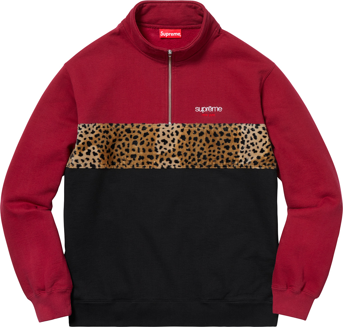 Leopard Panel Half Zip Sweatshirt - fall winter 2018 - Supreme