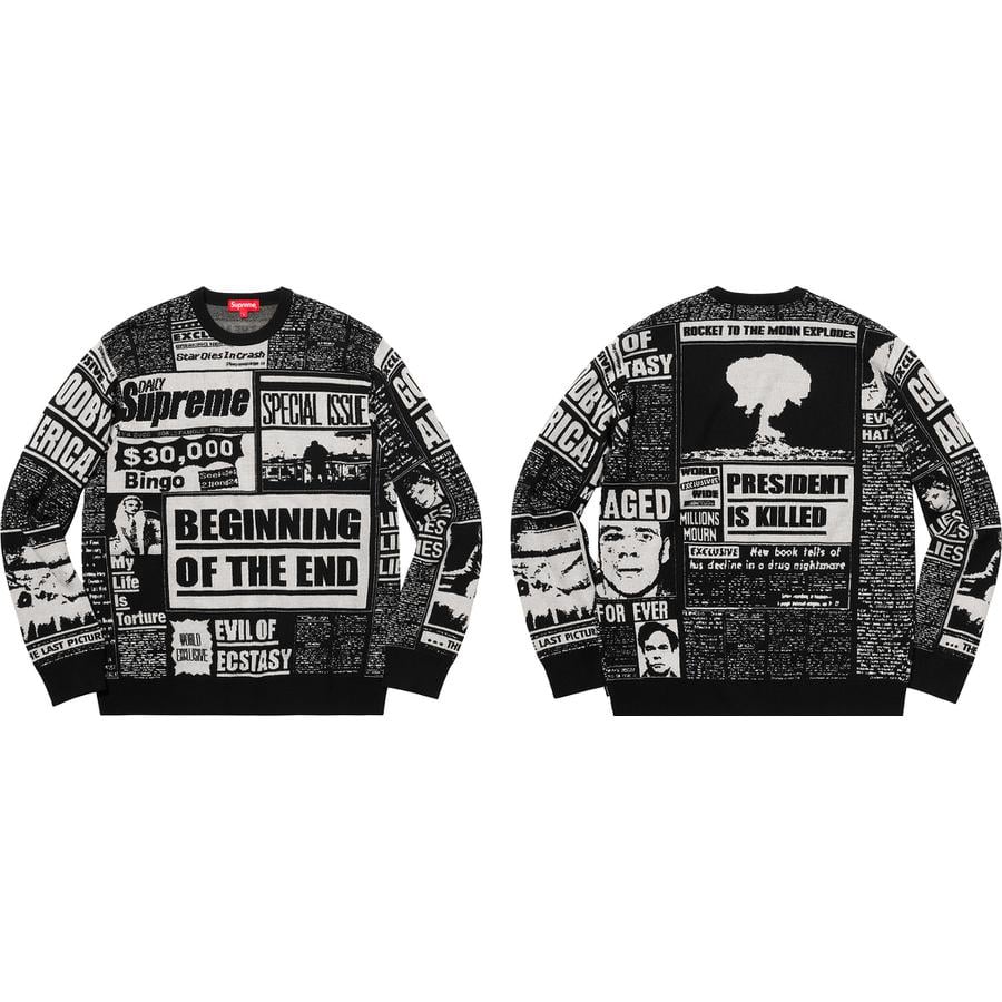 Supreme Newsprint Sweater for fall winter 18 season