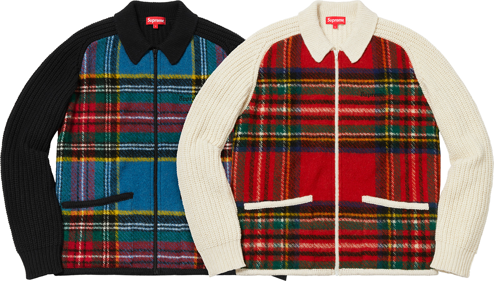 Plaid Front Zip Sweater - fall winter 2018 - Supreme