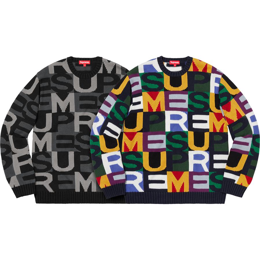 Supreme Big Letters Sweater released during fall winter 18 season
