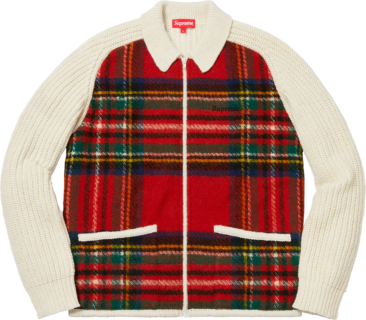 Plaid Front Zip Sweater - fall winter 2018 - Supreme