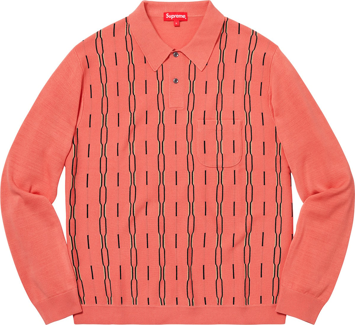 人気商品は ポロシャツ Supreme Vertical Stripe Knit L/S Polo