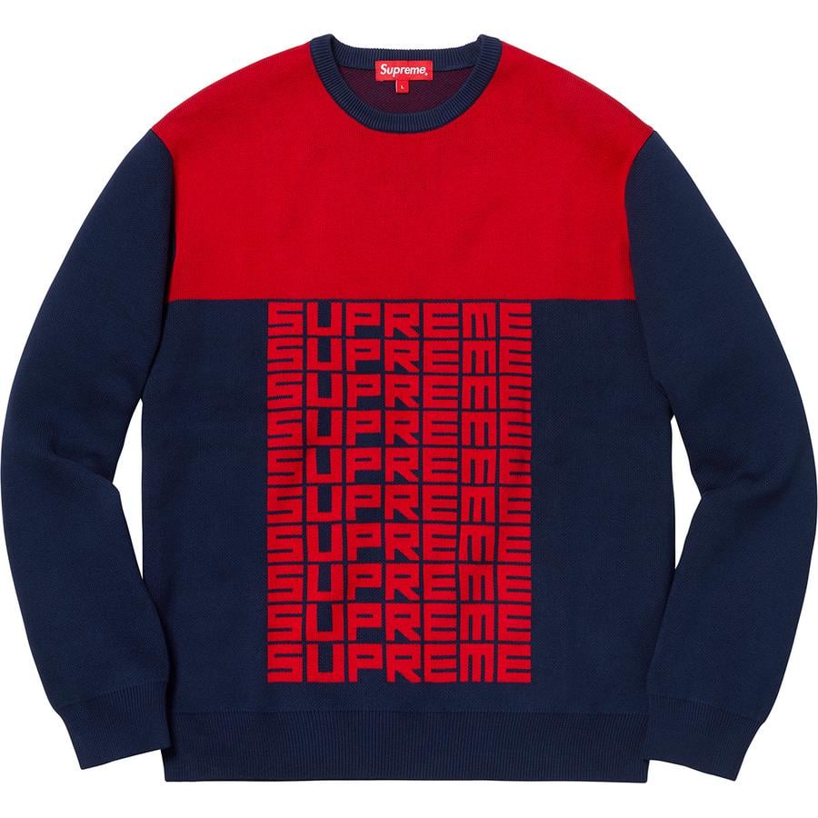 supreme Logo Repeat Sweater NAVY L | altajlaundry.com