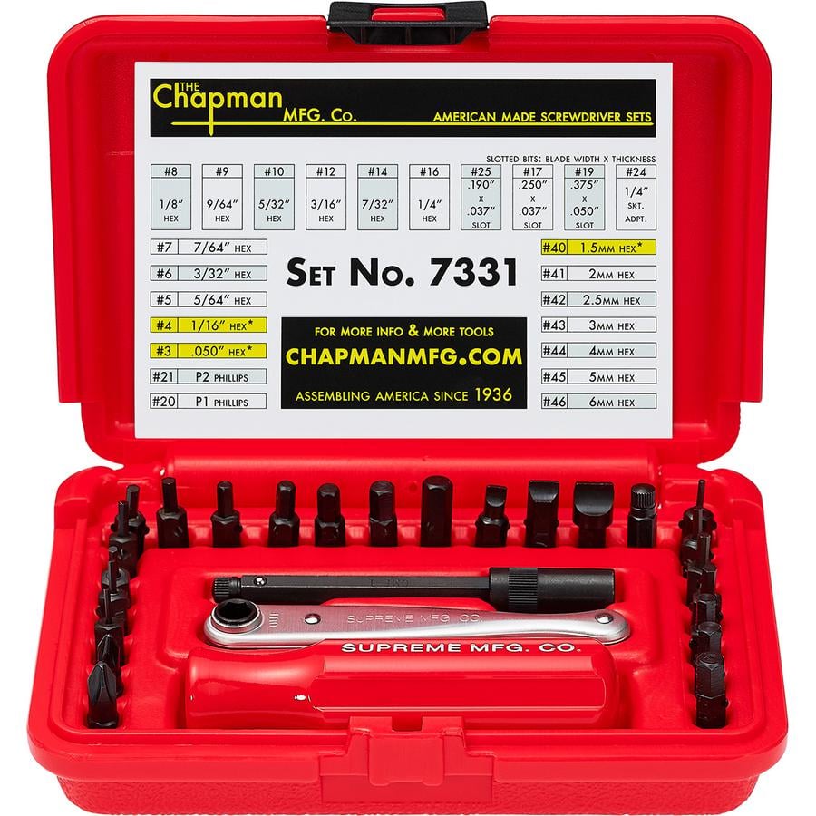 Supreme Supreme Chapman Screwdriver Set released during fall winter 19 season