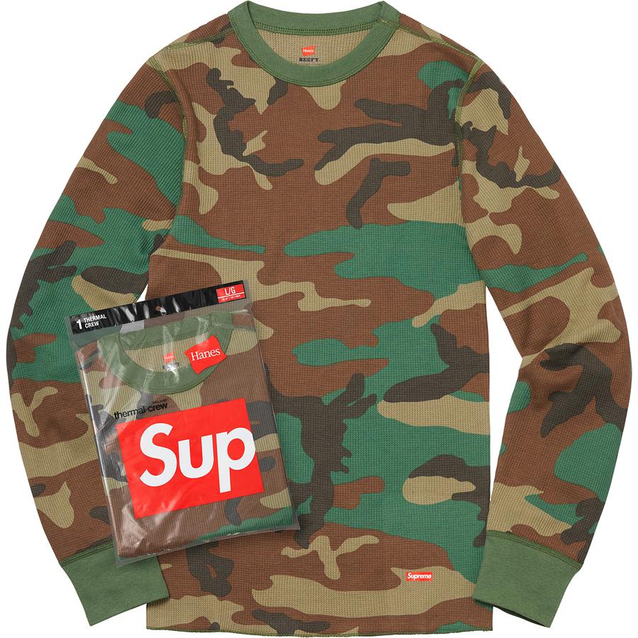 Details on Supreme Hanes Thermal Crew (1 Pack) from fall winter 2019 (Price is $24)