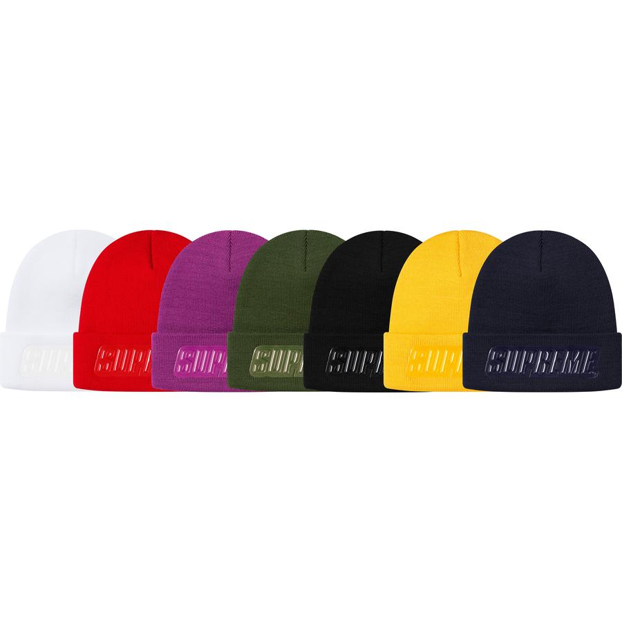 Details on Raised Patent Logo Beanie from fall winter
                                            2019 (Price is $36)