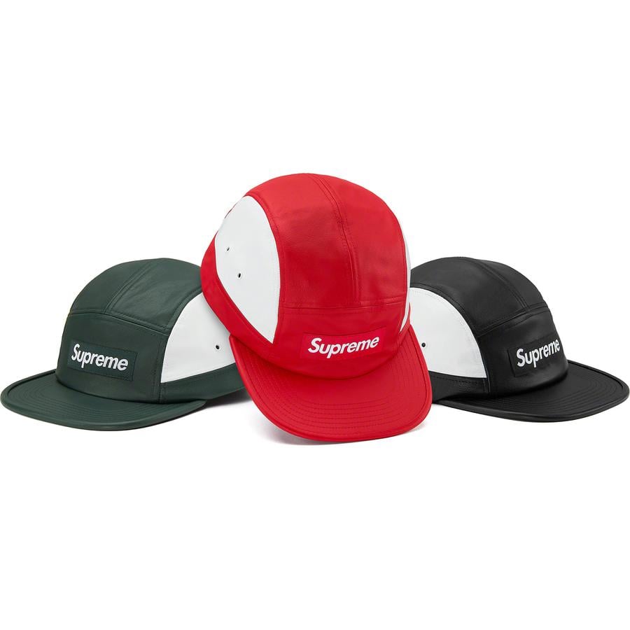 Supreme 2-Tone Leather Camp Cap releasing on Week 16 for fall winter 2019