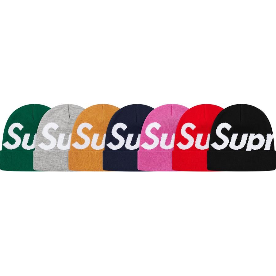 Supreme Big Logo Beanie released during fall winter 19 season