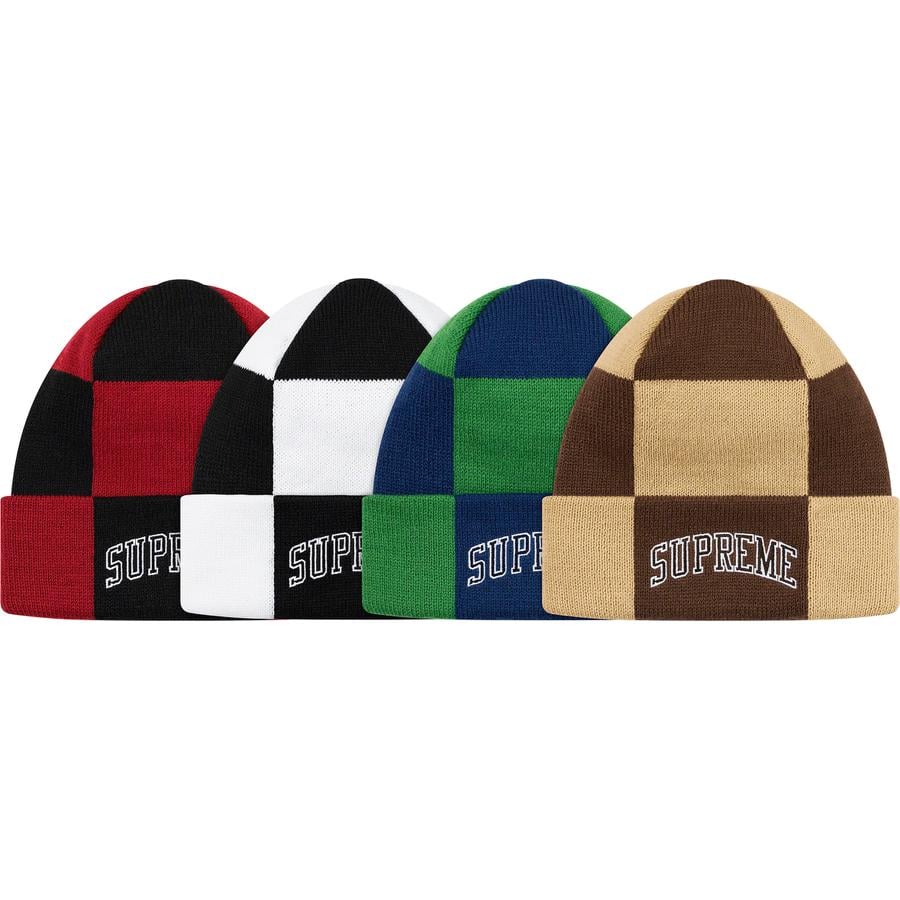 Supreme Checkerboard Beanie released during fall winter 19 season