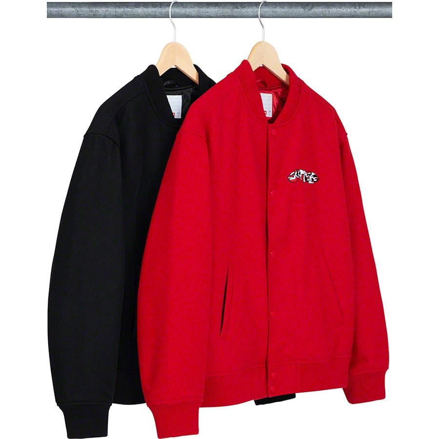 Supreme Delta Logo Varsity Jacket released during fall winter 19 season