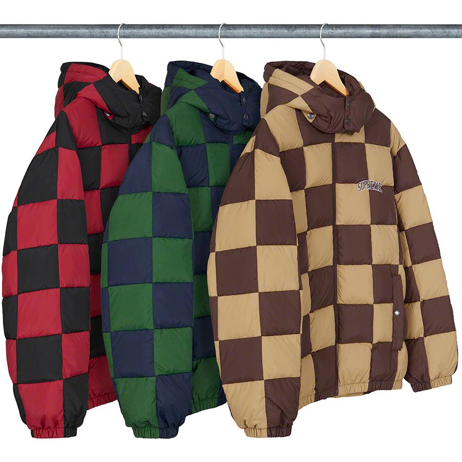 Supreme Checkerboard Puffy Jacket released during fall winter 19 season