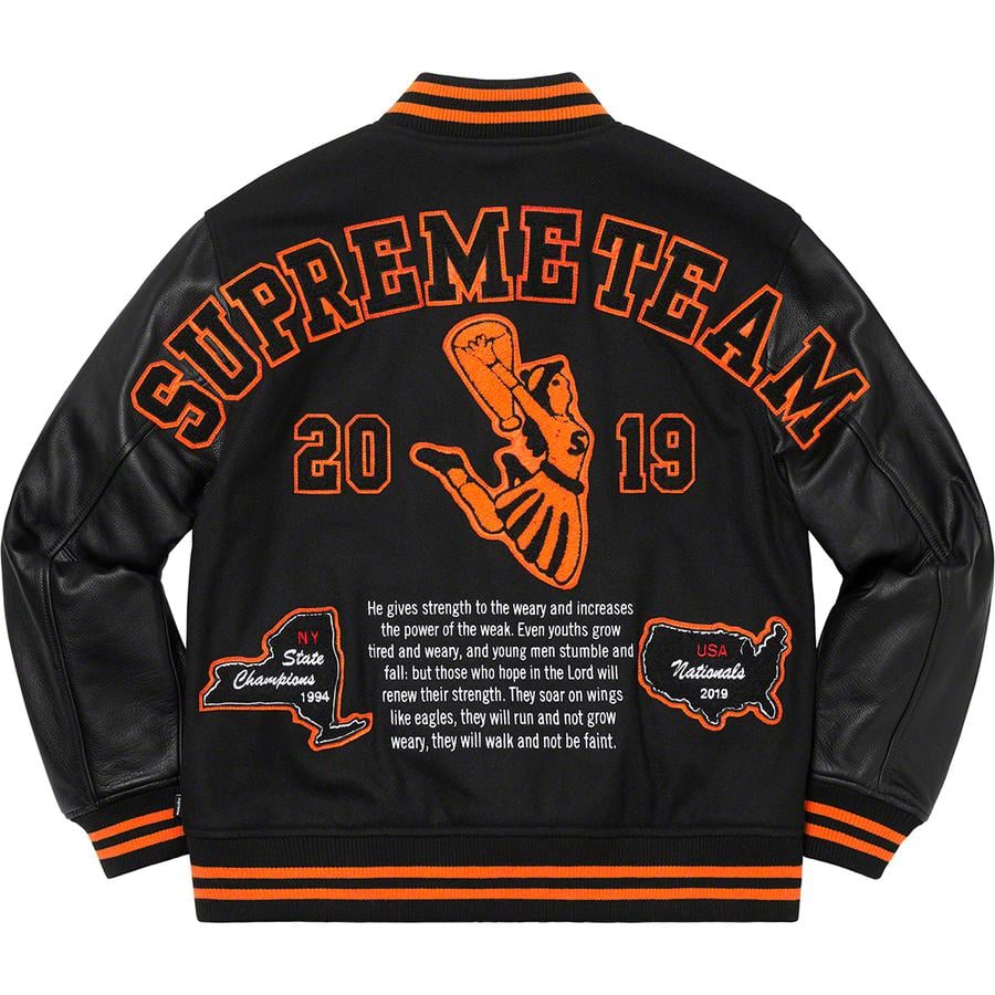 Details on Team Varsity Jacket  from fall winter
                                                    2019 (Price is $448)