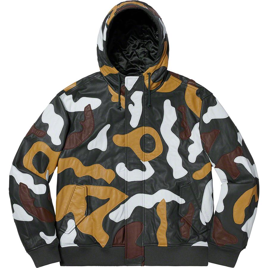 Details on Camo Leather Hooded Jacket  from fall winter
                                                    2019 (Price is $698)