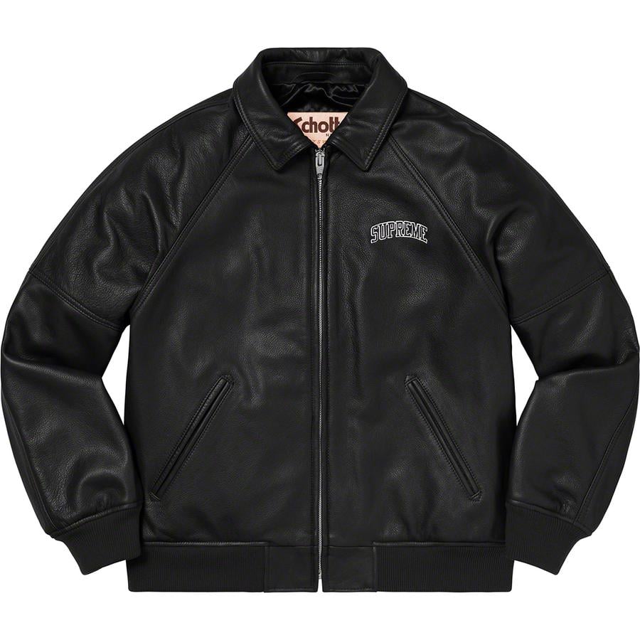 Details on Martin Wong Supreme Schott 8-Ball Leather Varsity Jacket  from fall winter
                                                    2019 (Price is $798)