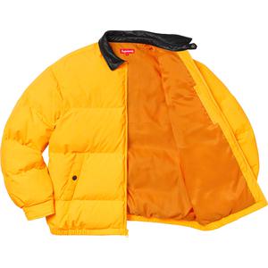 supreme leather collar puffy jacket